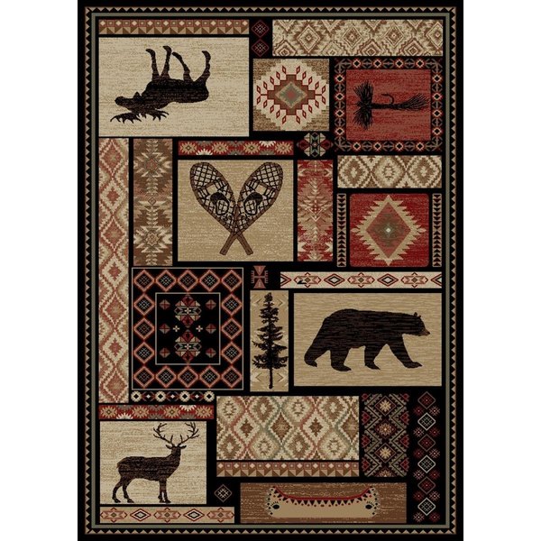 Sleep Ez 5 ft. 3 in. x 7 ft. 7 in. Lodge King Patchwork Area Rug, Multi Color SL1861256